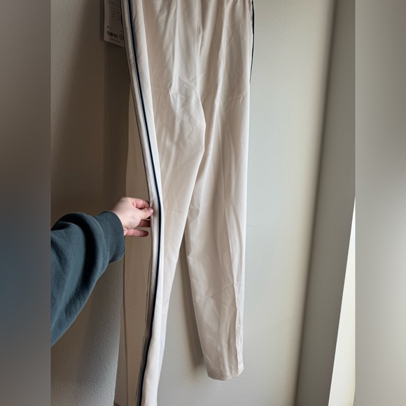 NWT Athleta Venice High Rise Track Stripe Wide Leg Pant Off White Blue Med Tall - Picture 8 of 8